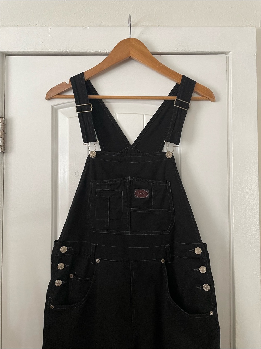 Vintage Revolt Black Women's Denim Overalls Size M/L Casual Cottage Farmer - Picture 2 of 6
